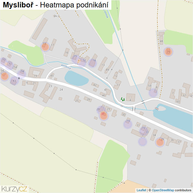 Mapa Mysliboř - Firmy v části obce.