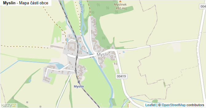 Myslín - mapa části obce