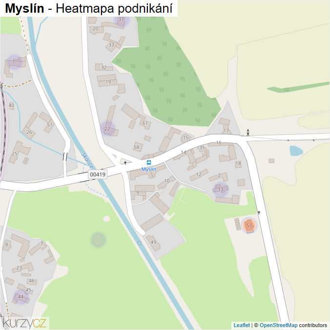 Mapa Myslín - Firmy v části obce.