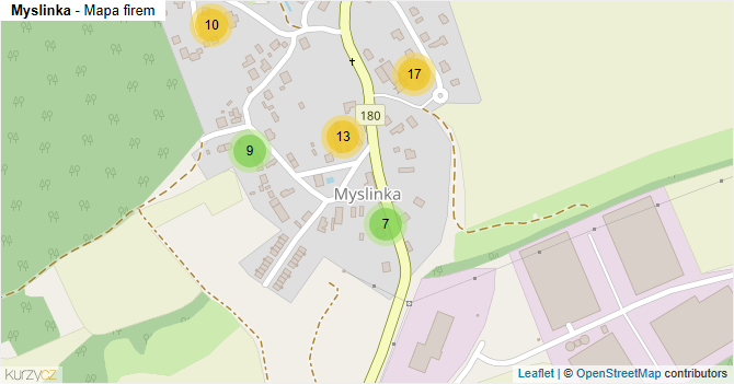 Myslinka - mapa firem
