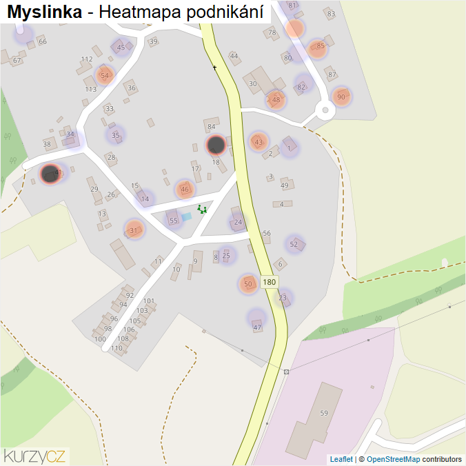 Mapa Myslinka - Firmy v části obce.
