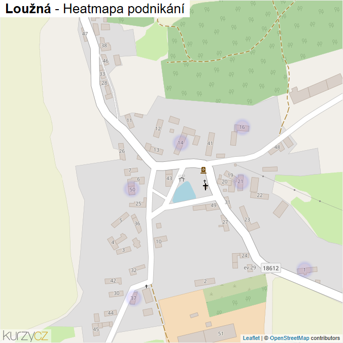 Mapa Loužná - Firmy v části obce.