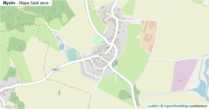 Myslív - mapa části obce