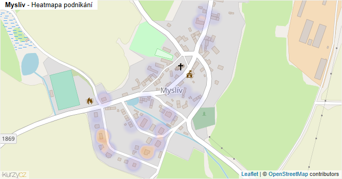 Myslív - mapa podnikání