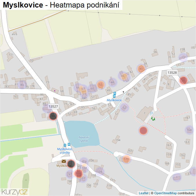 Mapa Myslkovice - Firmy v části obce.