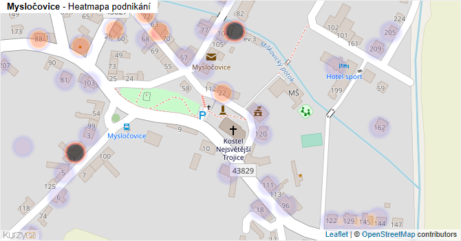 Mysločovice - mapa podnikání