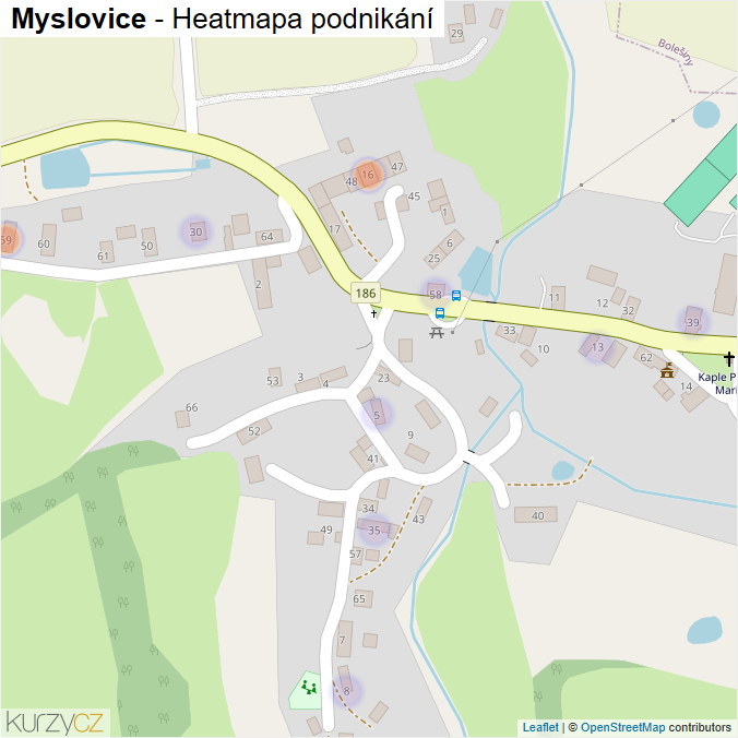 Mapa Myslovice - Firmy v části obce.