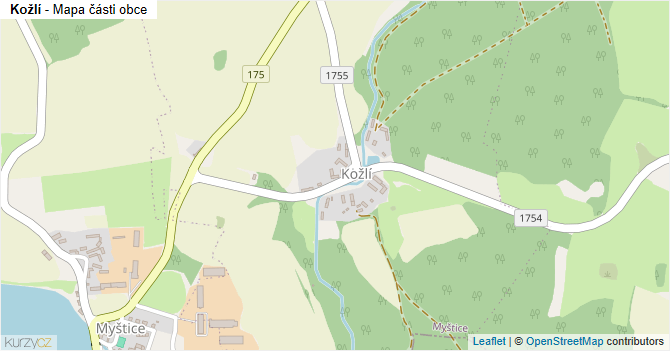 Kožlí - mapa části obce