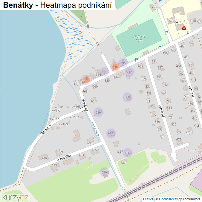 Mapa Benátky - Firmy v ulici.