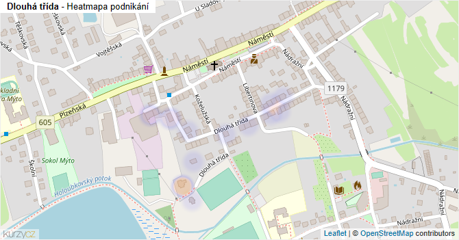 Dlouhá třída - mapa podnikání