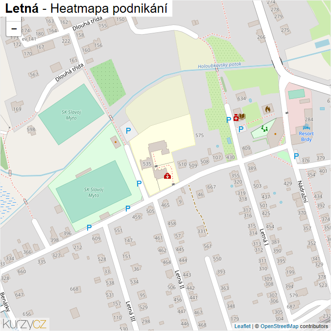 Mapa Letná - Firmy v ulici.