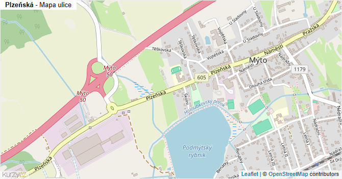 Plzeňská - mapa ulice