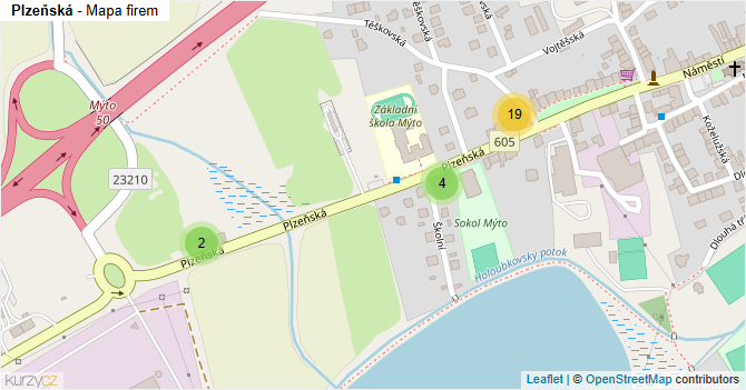 Plzeňská - mapa firem