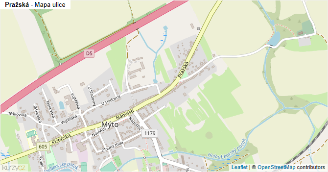 Pražská - mapa ulice