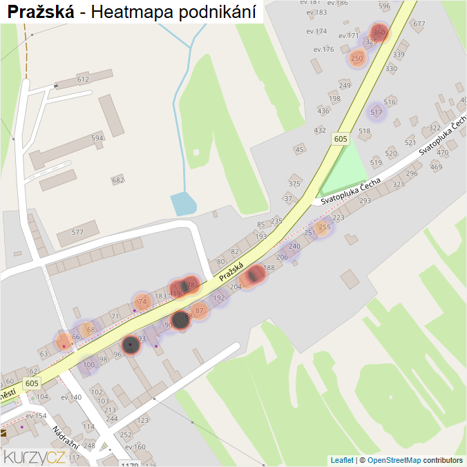 Mapa Pražská - Firmy v ulici.