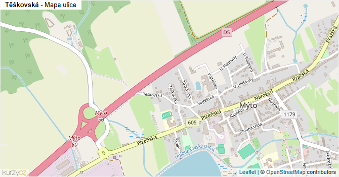 Těškovská - mapa ulice