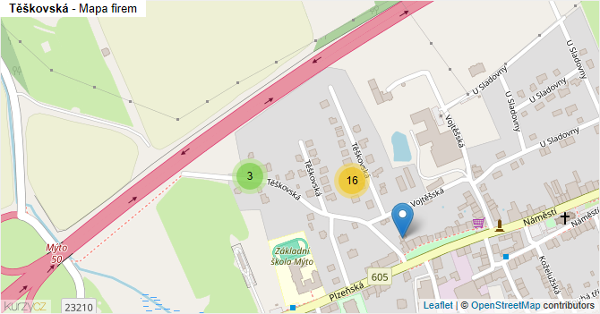Těškovská - mapa firem
