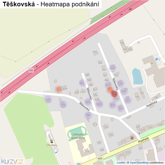 Mapa Těškovská - Firmy v ulici.