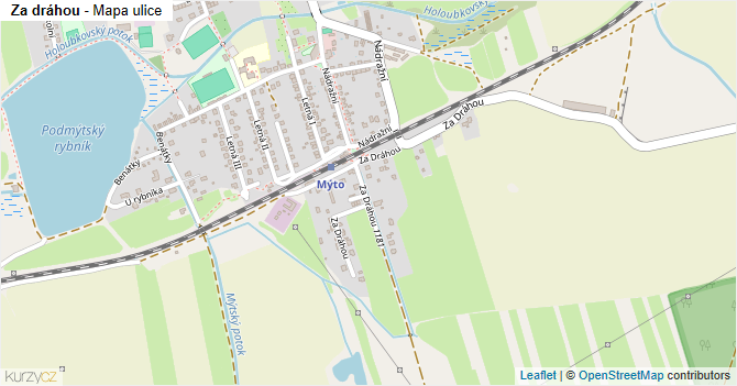 Za dráhou - mapa ulice