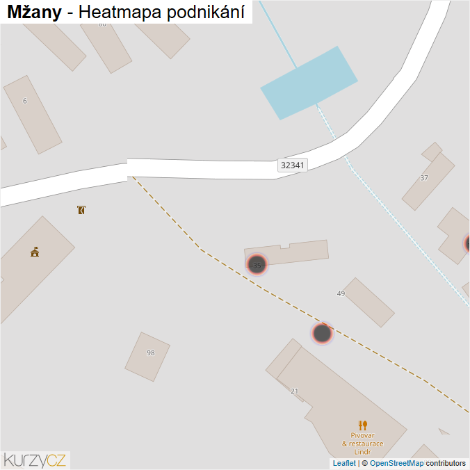Mapa Mžany - Firmy v obci.