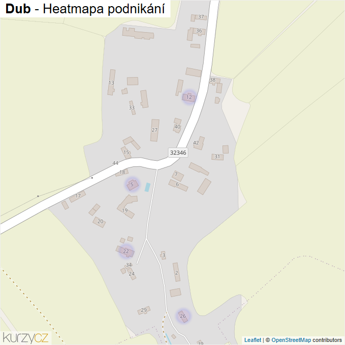 Mapa Dub - Firmy v části obce.