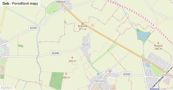 Dub - záplavové mapy stoleté vody