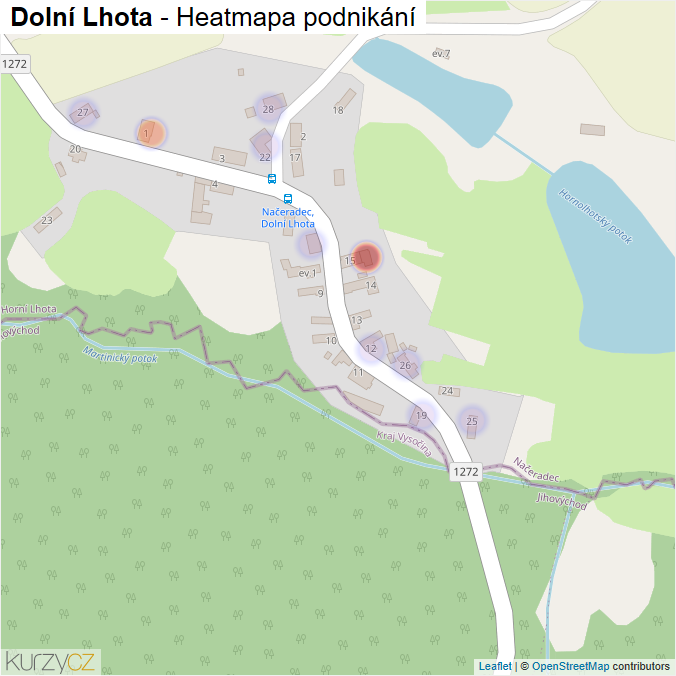Mapa Dolní Lhota - Firmy v části obce.