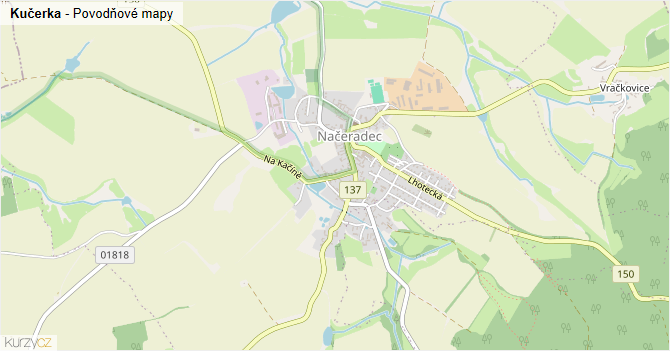 Kučerka - záplavové mapy stoleté vody