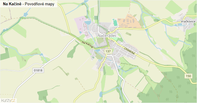 Na Kačíně - záplavové mapy stoleté vody