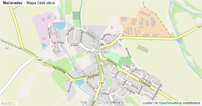 Načeradec - mapa části obce