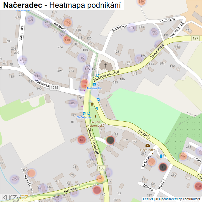 Mapa Načeradec - Firmy v části obce.