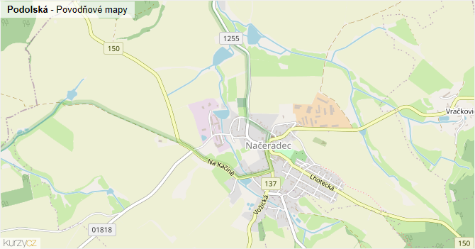 Podolská - záplavové mapy stoleté vody