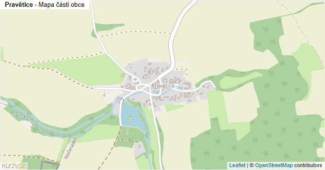 Pravětice - mapa části obce