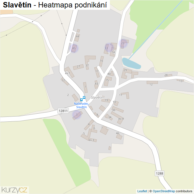 Mapa Slavětín - Firmy v části obce.