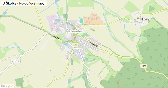 U Školky - záplavové mapy stoleté vody