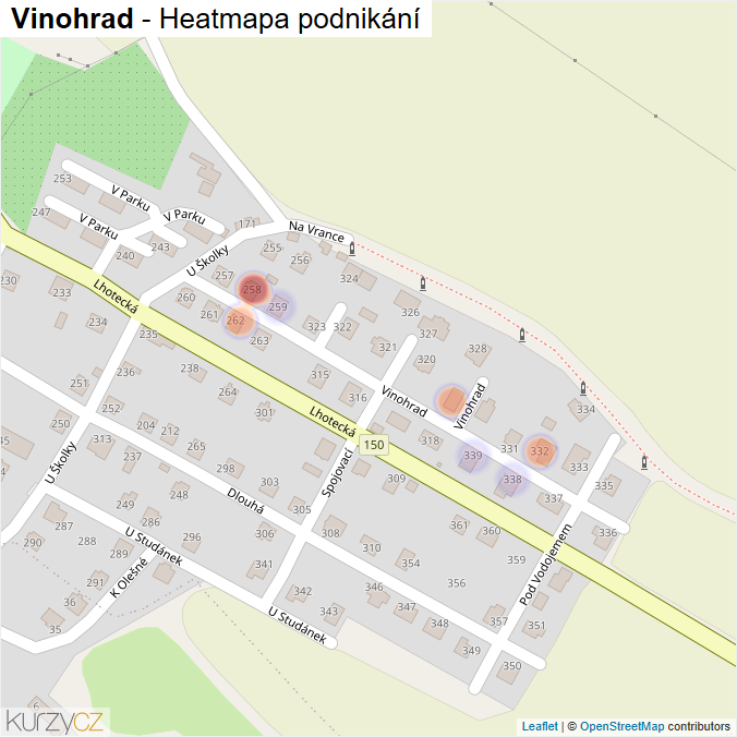 Mapa Vinohrad - Firmy v ulici.