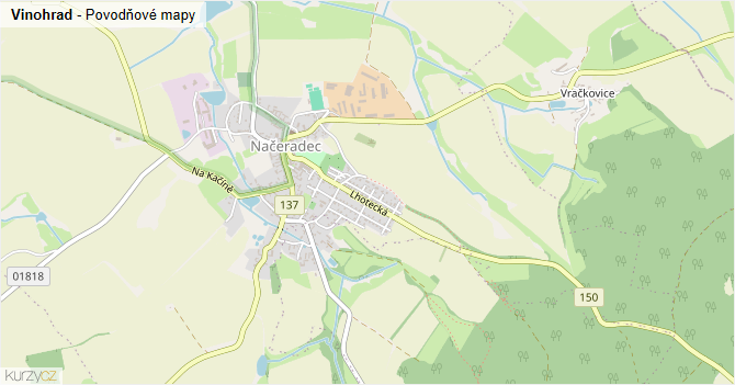 Vinohrad - záplavové mapy stoleté vody