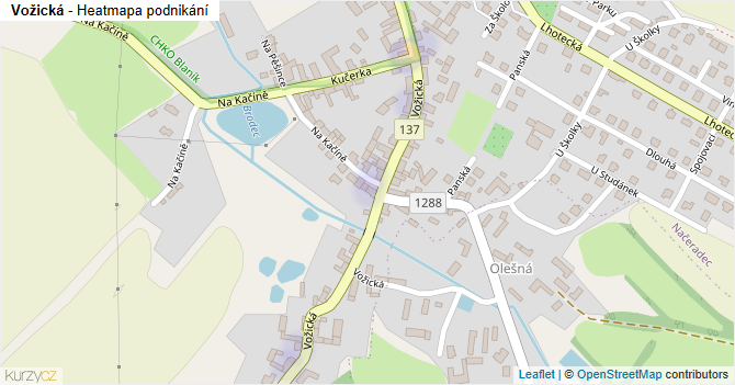Vožická - mapa podnikání