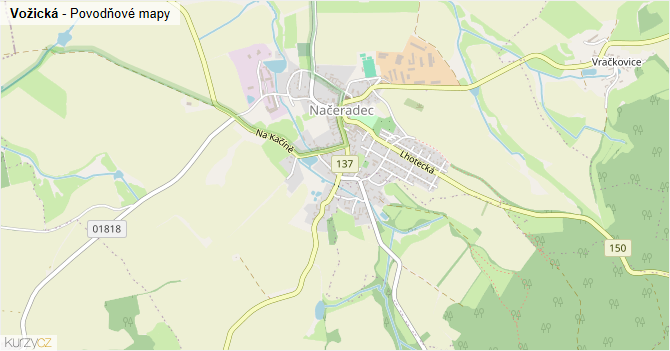 Vožická - záplavové mapy stoleté vody