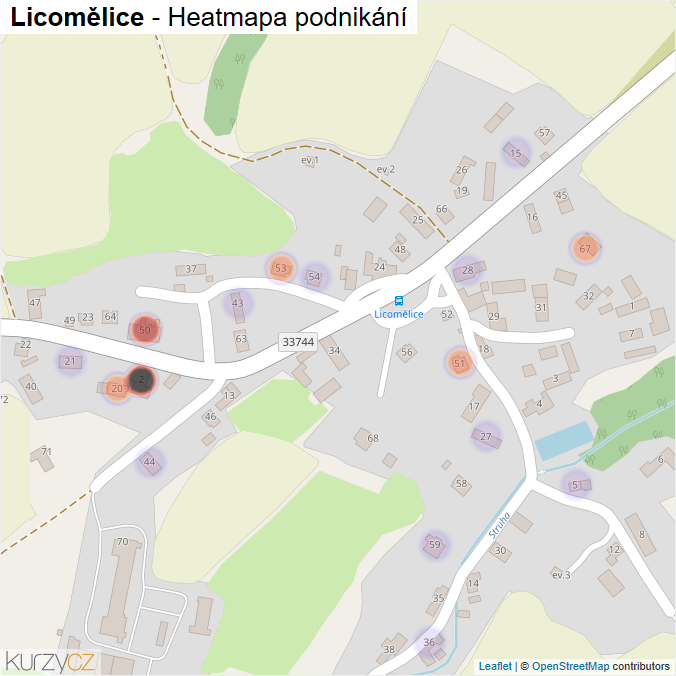 Mapa Licomělice - Firmy v části obce.