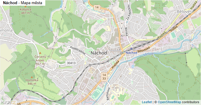Náchod - mapa města