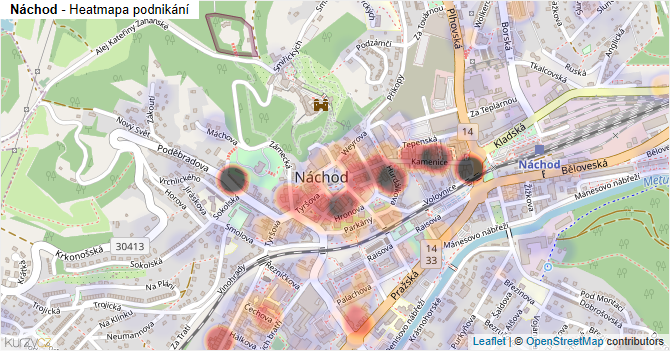 Náchod - mapa podnikání