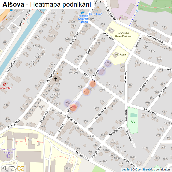 Mapa Alšova - Firmy v ulici.
