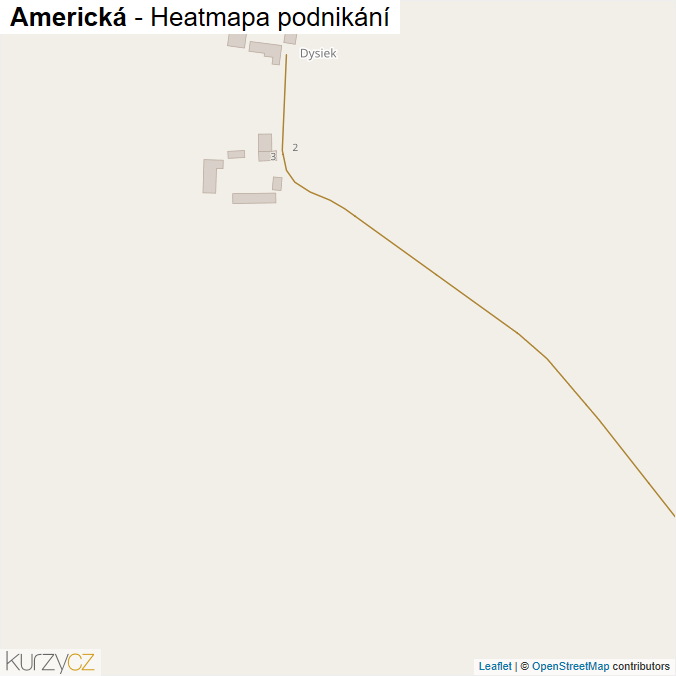 Mapa Americká - Firmy v ulici.