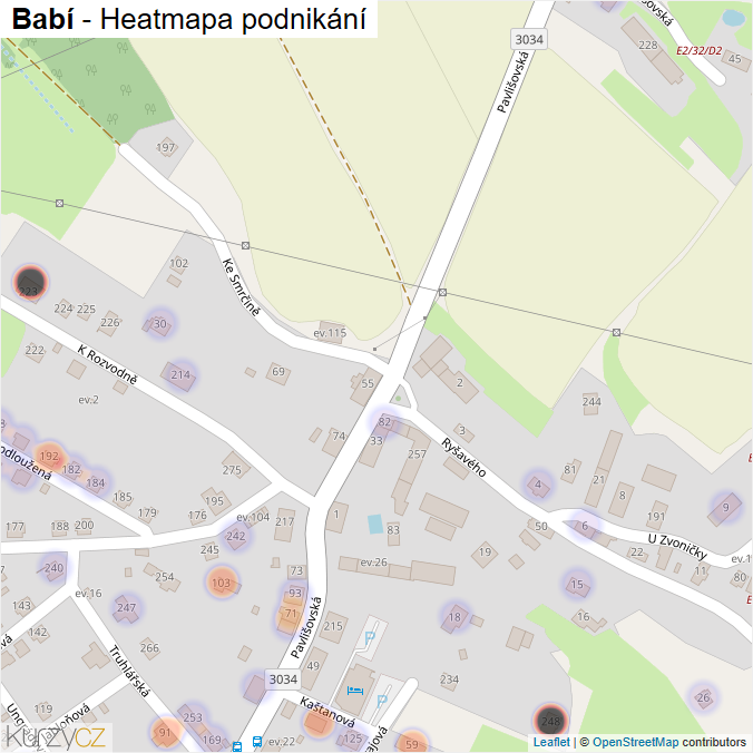 Mapa Babí - Firmy v části obce.