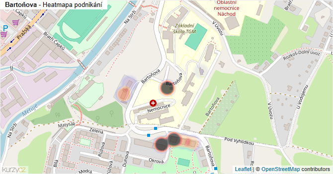 Bartoňova - mapa podnikání