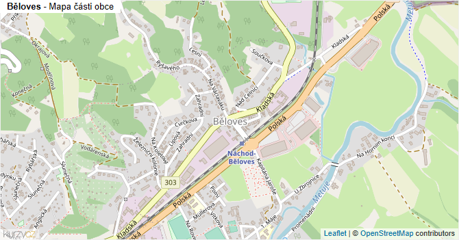 Běloves - mapa části obce