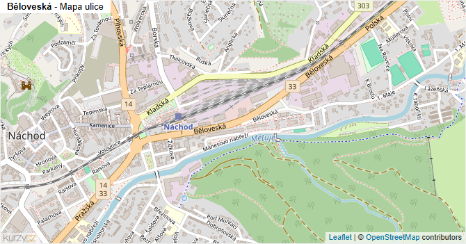 Běloveská - mapa ulice