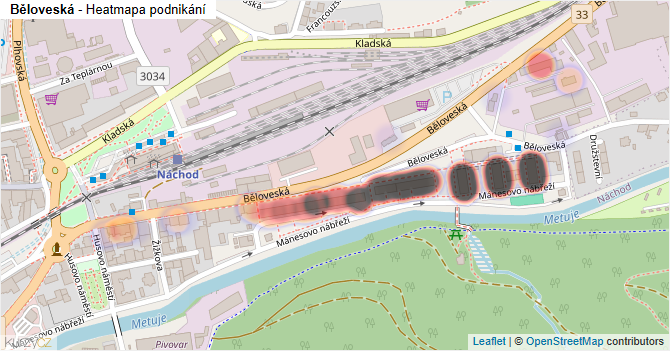 Běloveská - mapa podnikání