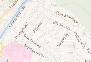 Bezručova v obci Náchod - mapa ulice